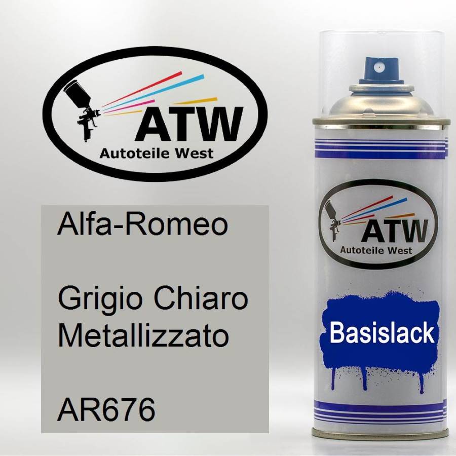 Alfa-Romeo, Grigio Chiaro Metallizzato, AR676: 400ml Sprühdose, von ATW Autoteile West.
